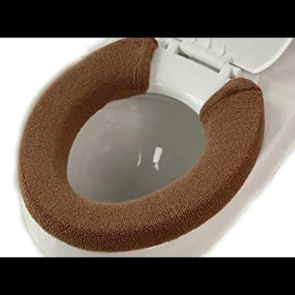 New Two Pack Toilet SEAT Cover Soft Warm Brown and Tan Snap Closure